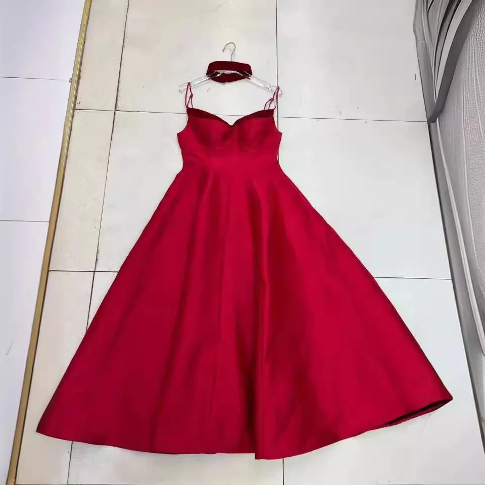 Velvet Splicing Slim Fit Sling Dress