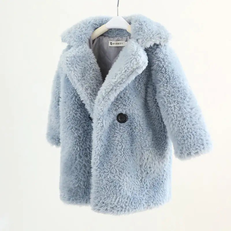 Stylish Cashmere Big Kids Fur Coat