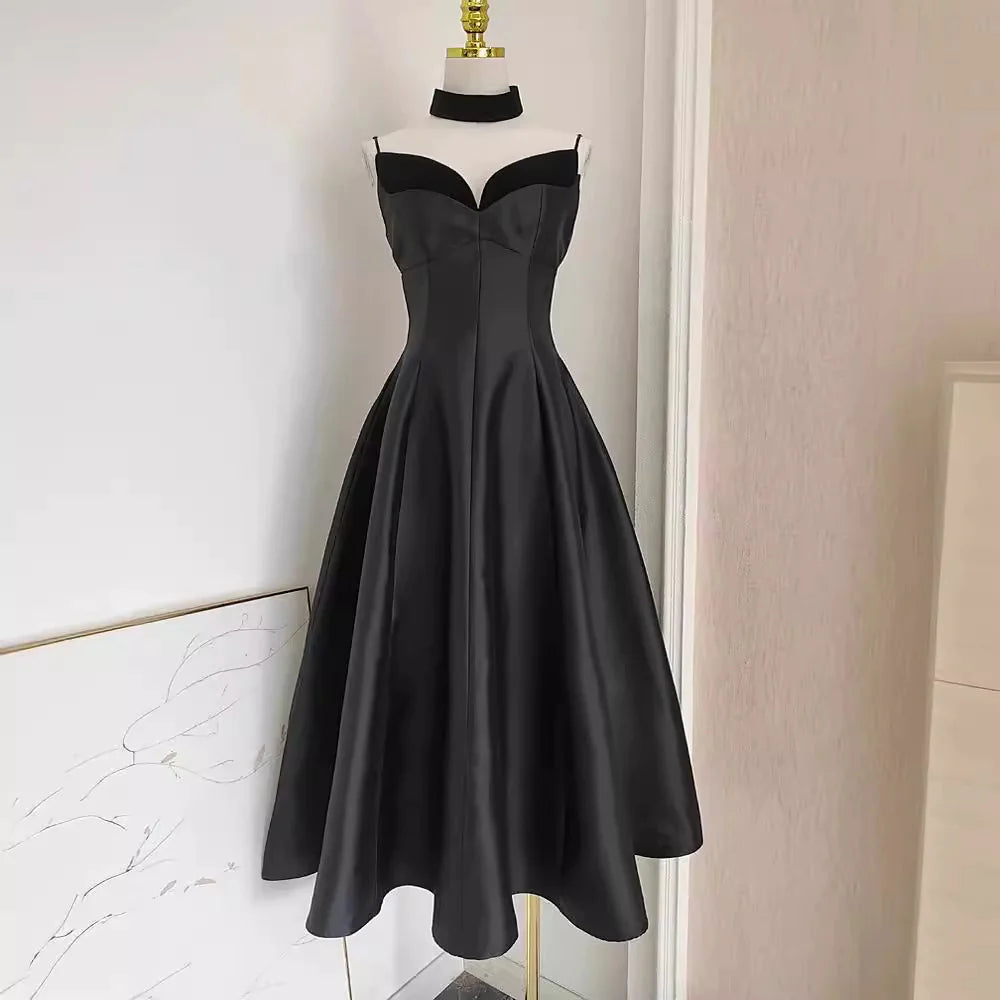 Velvet Splicing Slim Fit Sling Dress