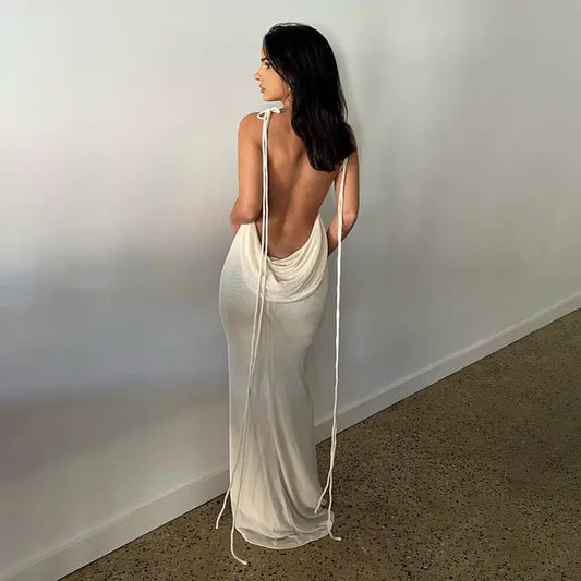 Sleek Open Back Cami Gown
