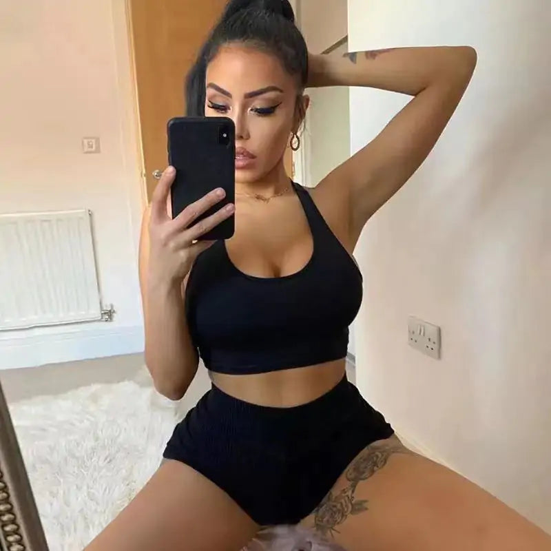 High Stretch Solid Color Workout Set