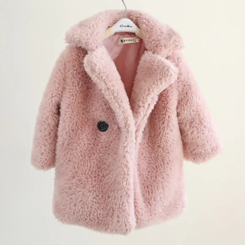 Stylish Cashmere Big Kids Fur Coat