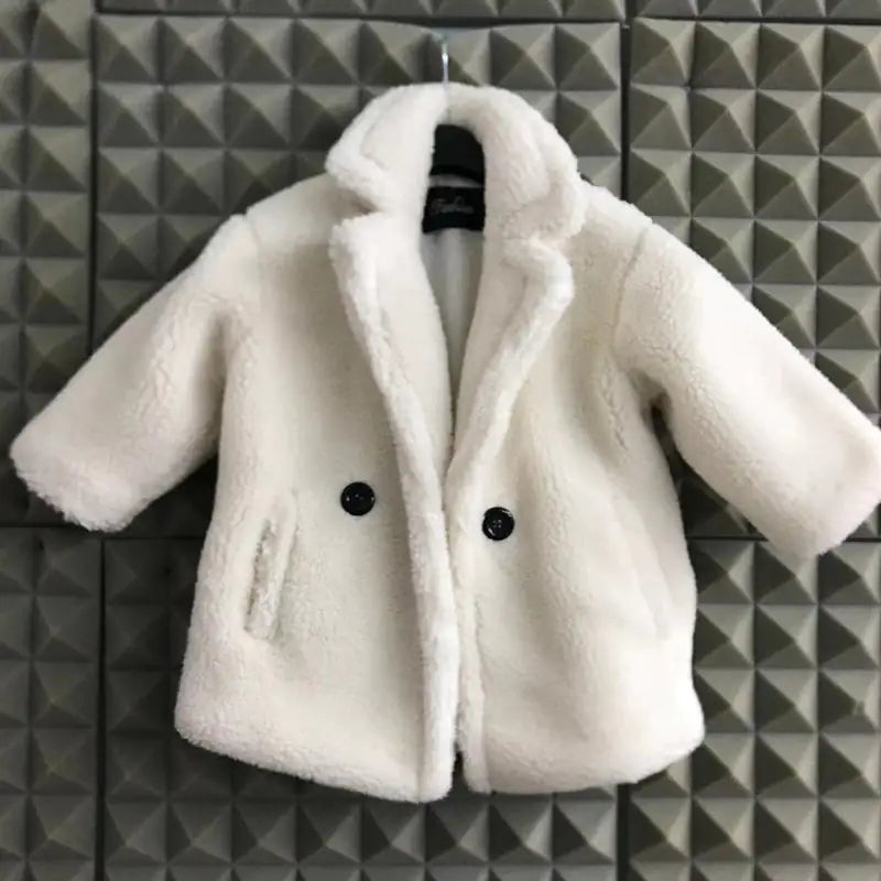 Stylish Cashmere Big Kids Fur Coat
