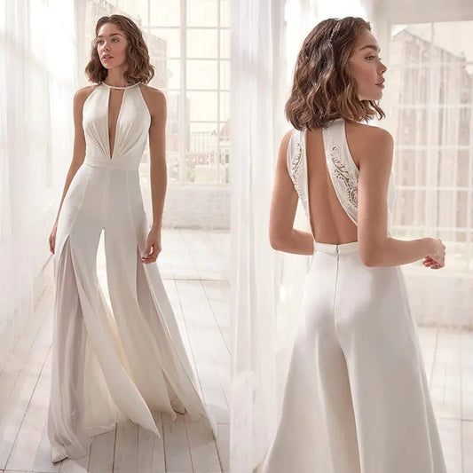 Luxury V-Neck Halter Jumpsuit