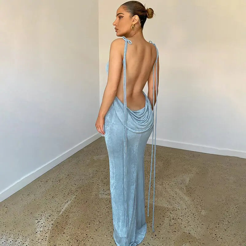 Sleek Open Back Cami Gown