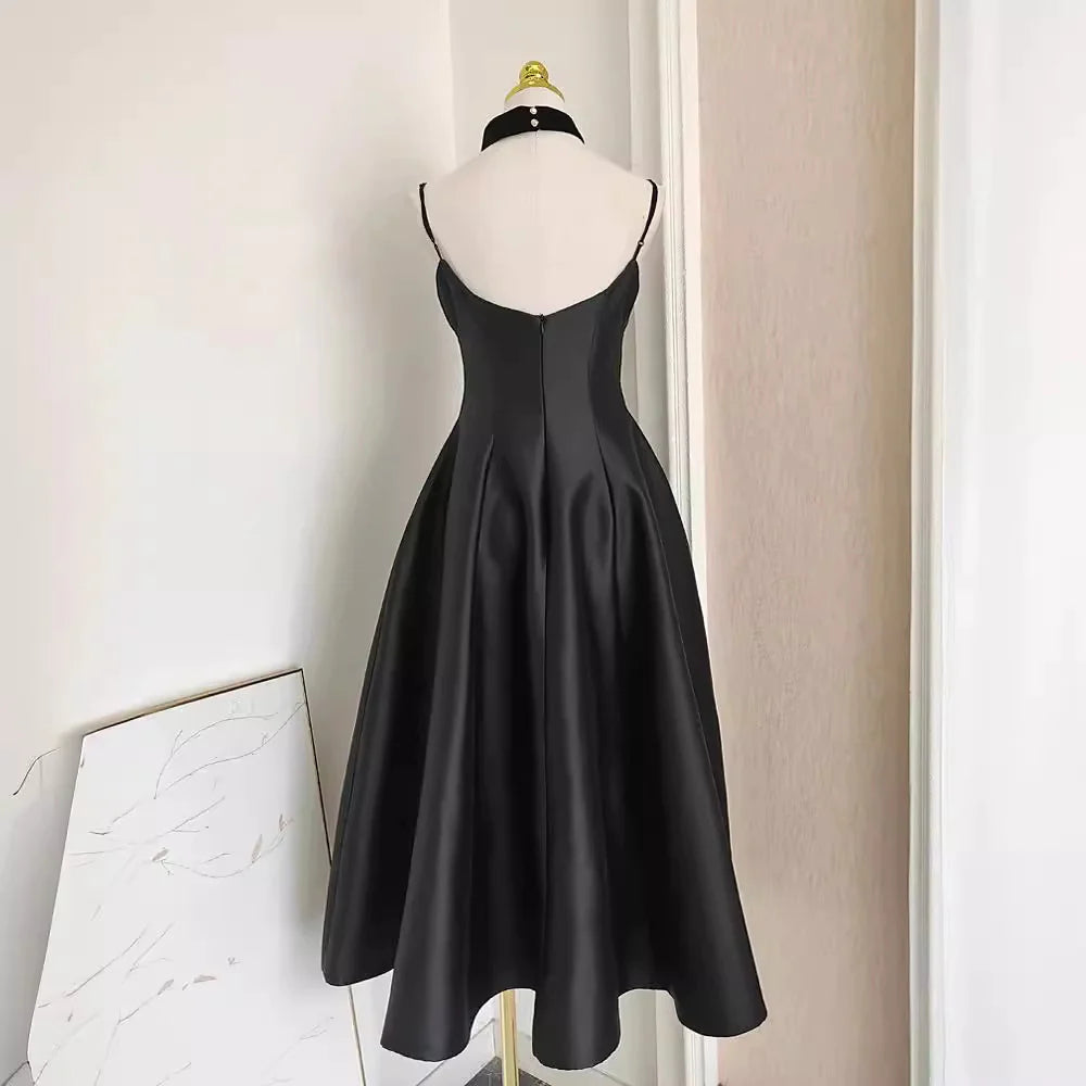 Velvet Splicing Slim Fit Sling Dress