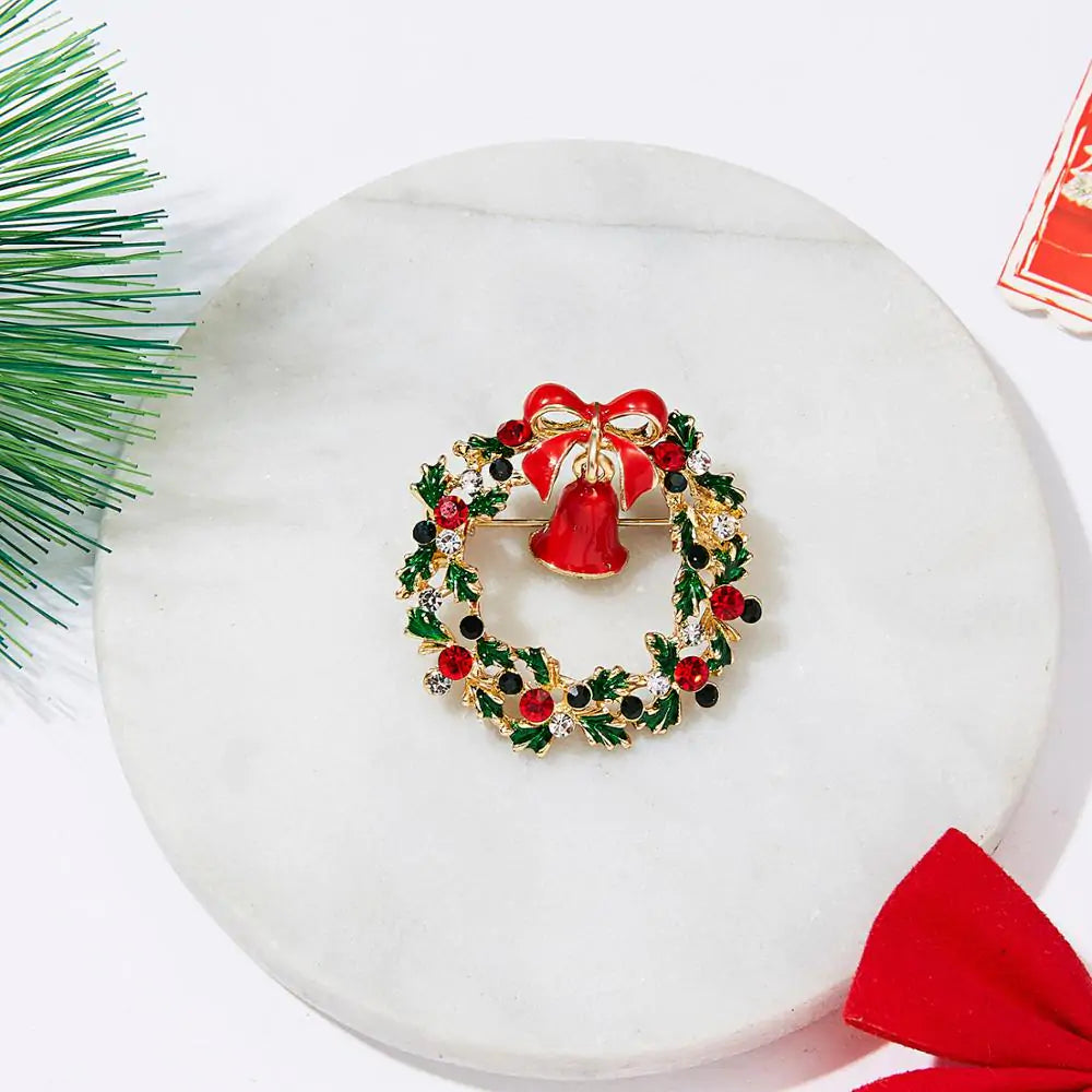 Festive Enamel Brooch Pin