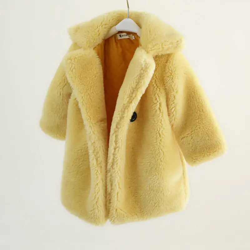 Stylish Cashmere Big Kids Fur Coat